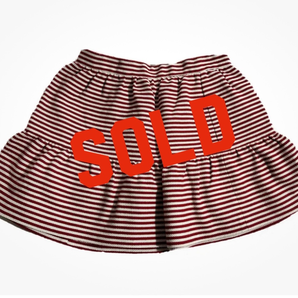 Vintage Red Valentino Red Striped Trumpet Flounce Hem Mini Skirt